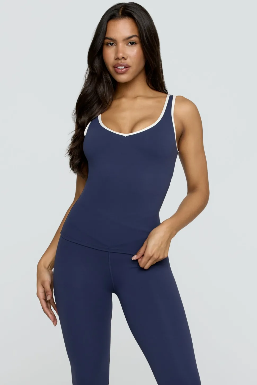 DayFlex Built-In Support Plunge Neck Vest - Navy And Buttermilk