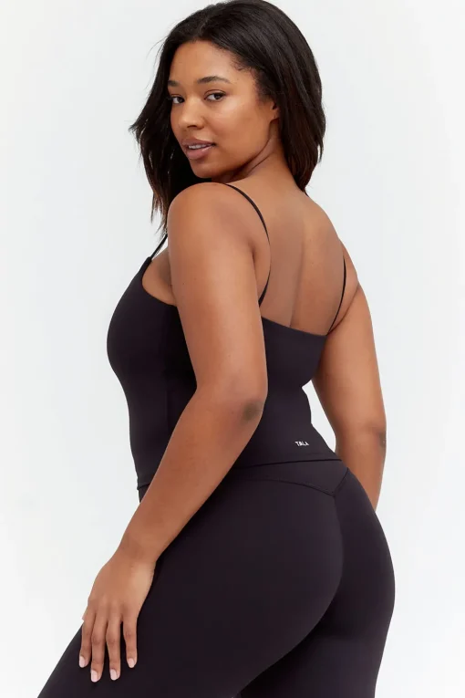 DayFlex Built-In Support Spaghetti Strap Cami Tank - Shadow Black