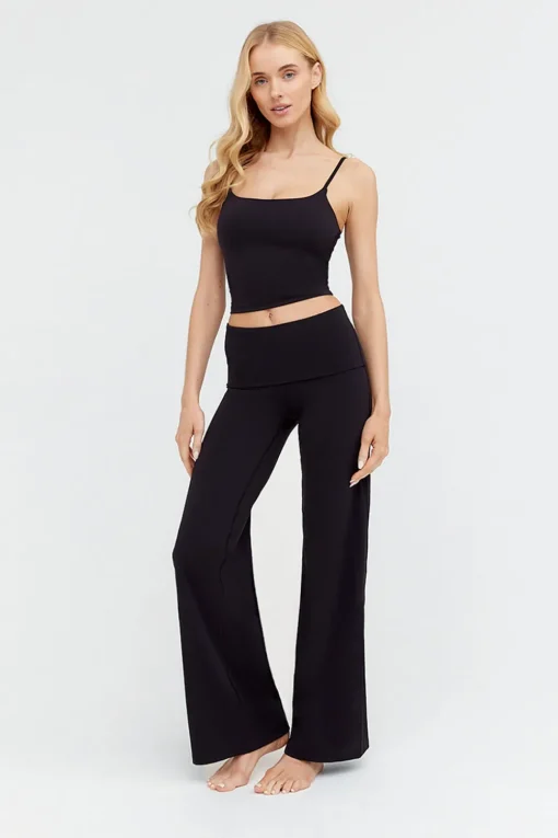 DayFlex Built-In Support Spaghetti Strap Cami Tank - Shadow Black