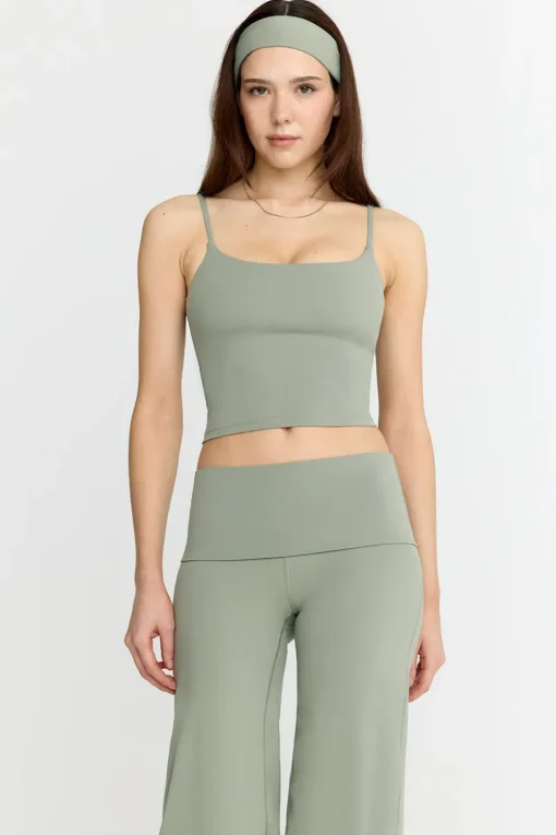 DayFlex Built-In Support Spaghetti Strap Cami Tank - Vintage Khaki