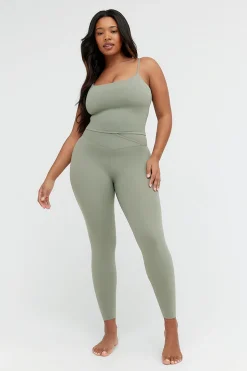 DayFlex Built-In Support Spaghetti Strap Cami Tank - Vintage Khaki
