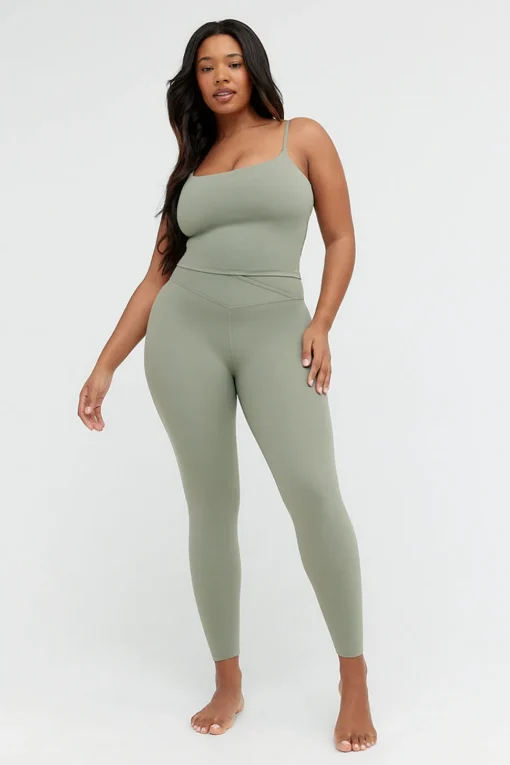DayFlex Built-In Support Spaghetti Strap Cami Tank - Vintage Khaki