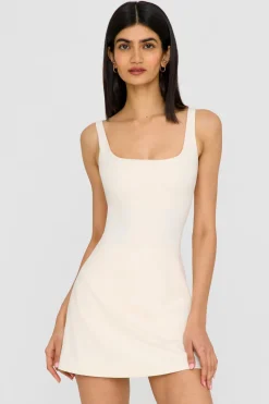 DayFlex Built-In Support Square Neck Active Dress - Buttermilk