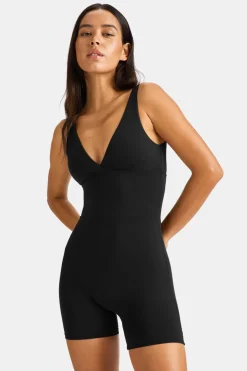 DayFlex Built-In Support V Neck Unitard - Shadow Black