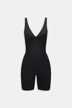 DayFlex Built-In Support V Neck Unitard - Shadow Black