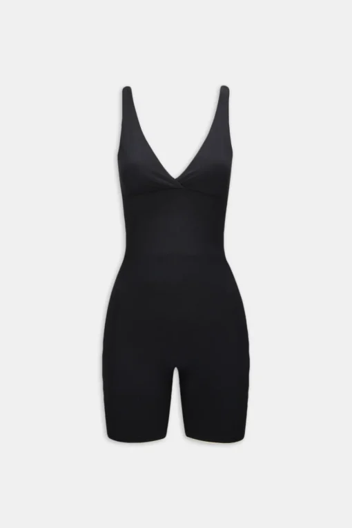 DayFlex Built-In Support V Neck Unitard - Shadow Black