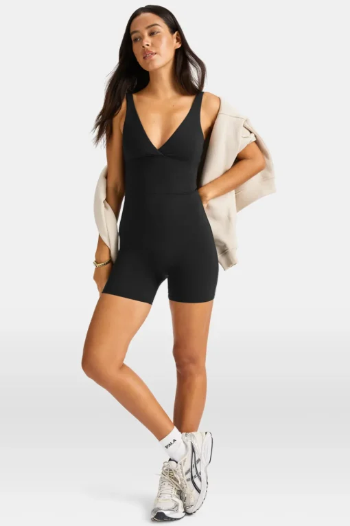 DayFlex Built-In Support V Neck Unitard - Shadow Black