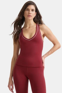 DayFlex Built-In Support V Neck Racer Vest - Vintage Red