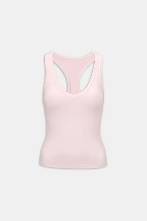 DayFlex Built-In Support V Neck Racer Vest - Ballet Slipper