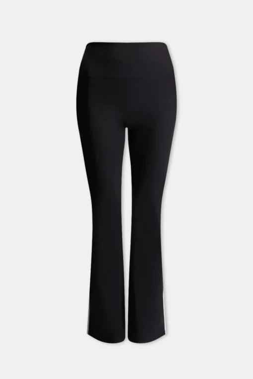 DayFlex Contrast Stripe Side Split Flared Yoga Pant No Front Seam - Shadow Black And Ivory