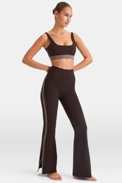 DayFlex Contrast Stripe Side Split Flared Yoga Pant No Front Seam - Americano And Mocha
