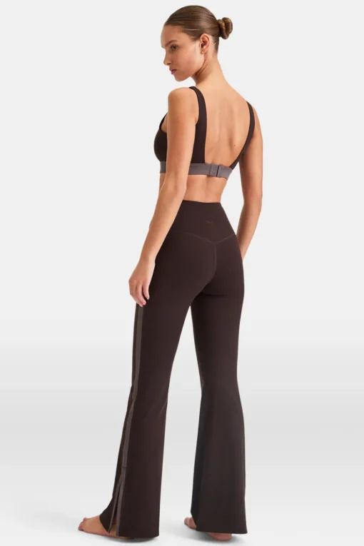 DayFlex Contrast Stripe Side Split Flared Yoga Pant No Front Seam - Americano And Mocha