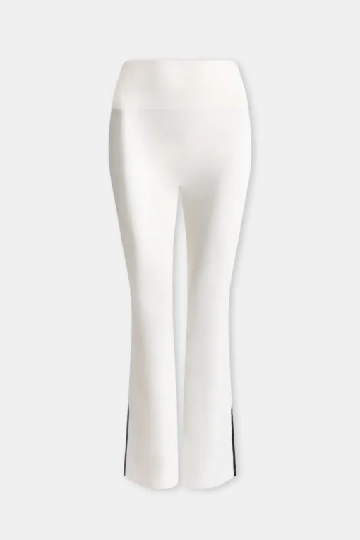 DayFlex Contrast Stripe Side Split Flared Yoga Pant No Front Seam - Ivory And Shadow Black