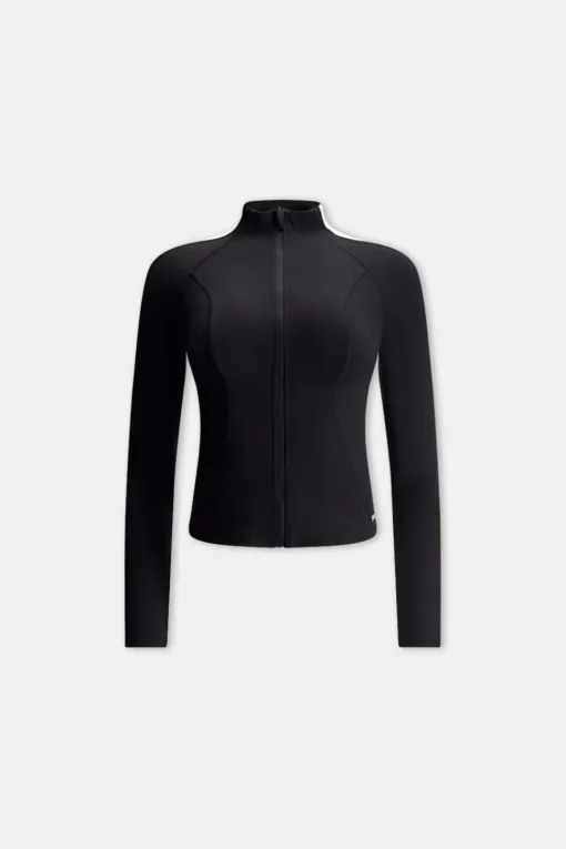 DayFlex Contrast Stripe Zip Through Jacket - Shadow Black And Ivory