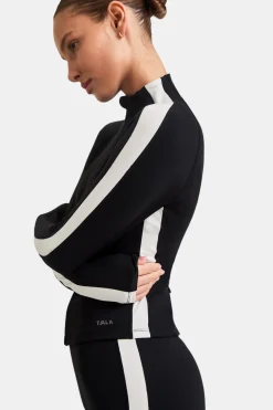 DayFlex Contrast Stripe Zip Through Jacket - Shadow Black And Ivory