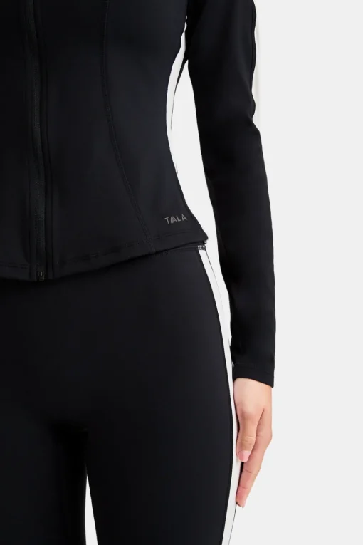 DayFlex Contrast Stripe Zip Through Jacket - Shadow Black And Ivory
