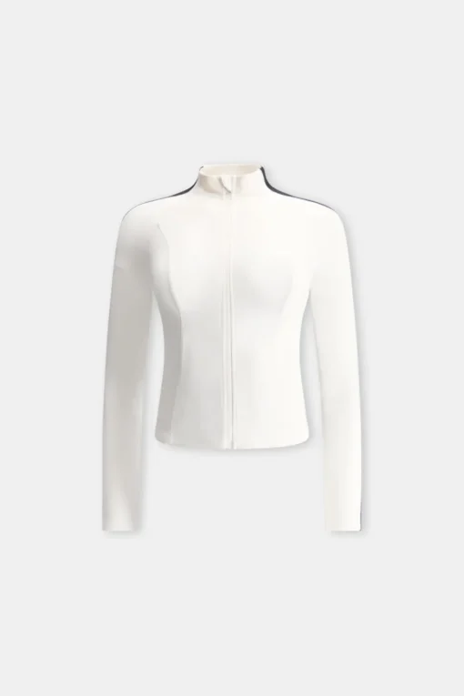 DayFlex Contrast Stripe Zip Through Jacket - Ivory And Shadow Black