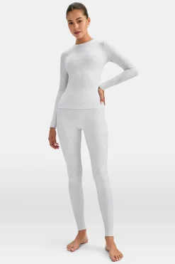 DayFlex Essential Long Sleeve Full Length Top - Grey Marl