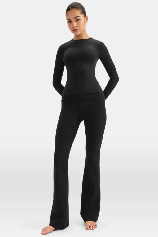 DayFlex Essential Long Sleeve Full Length Top - Shadow Black