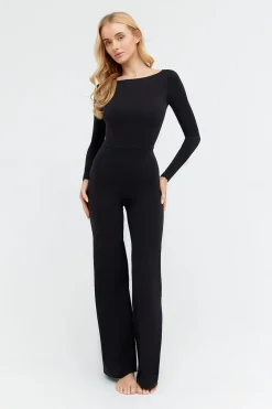 DayFlex Long Sleeve Wide Leg Unitard - Shadow Black