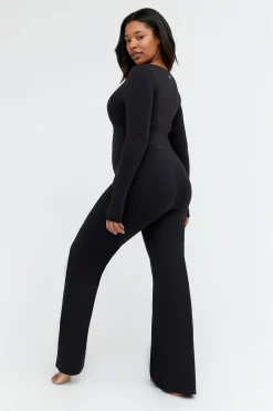 DayFlex Long Sleeve Wide Leg Unitard - Shadow Black