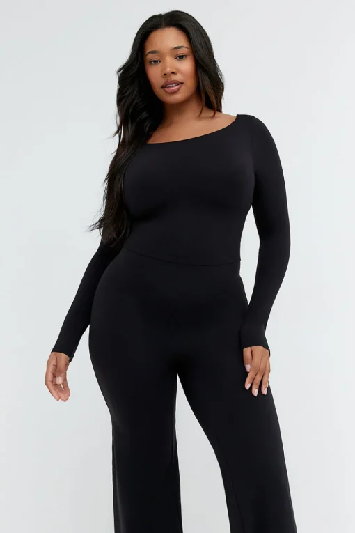 DayFlex Long Sleeve Wide Leg Unitard - Shadow Black
