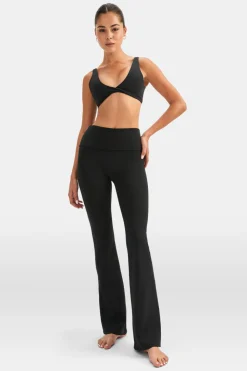 DayFlex Multiway Fold Waist Flared Yoga Pant - Shadow Black