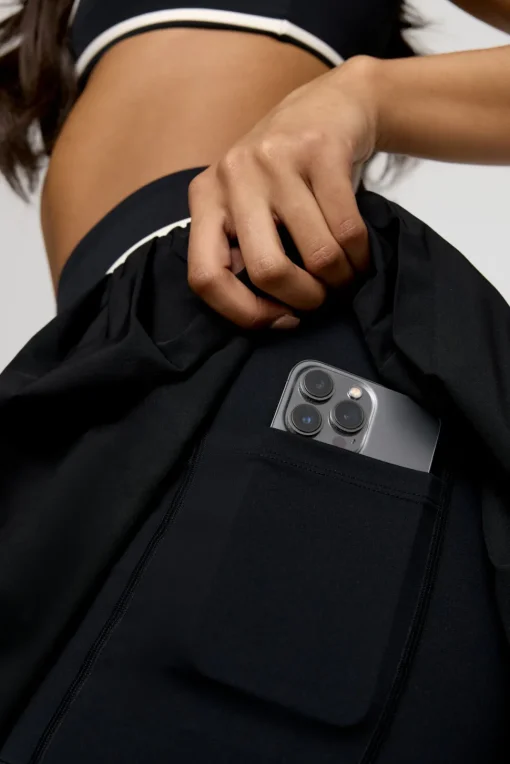 DayFlex Pleated Tennis Skort - Shadow Black And Buttermilk