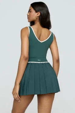 DayFlex Pleated Tennis Skort - Hunter Green And Buttermilk