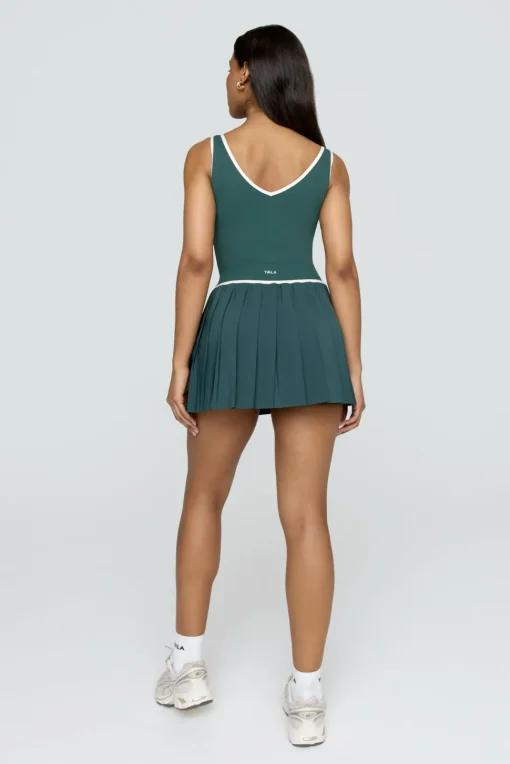 DayFlex Pleated Tennis Skort - Hunter Green And Buttermilk