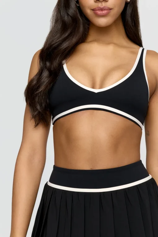 DayFlex Plunge Neck Push-Up Sports Bra - Shadow Black And Buttermilk