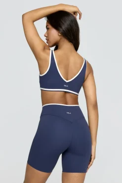 DayFlex Plunge Neck Push-Up Sports Bra - Navy And Buttermilk