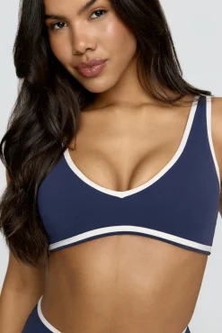 DayFlex Plunge Neck Push-Up Sports Bra - Navy And Buttermilk