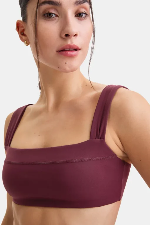 DayFlex Ruched Bandeau Sports Bra - Burgundy