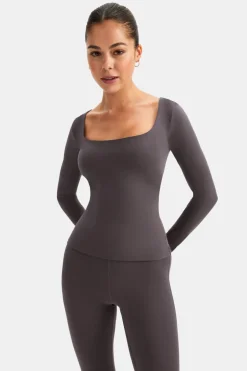 DayFlex Scoop Neck Top - Cool Espresso