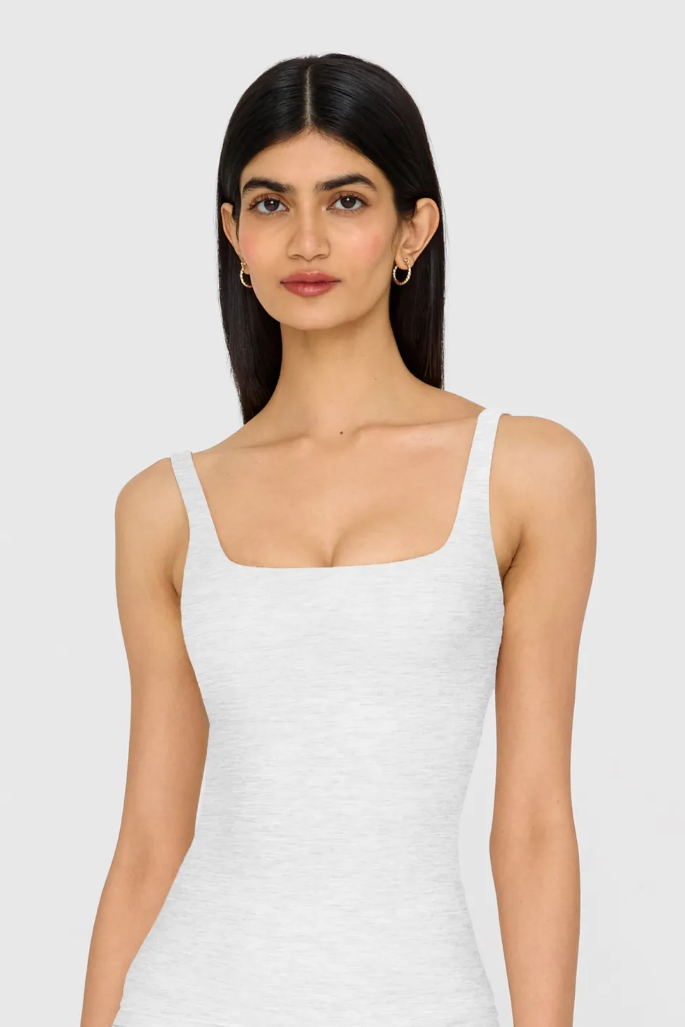 DayFlex Square Neck Full Length Vest - Grey Marl