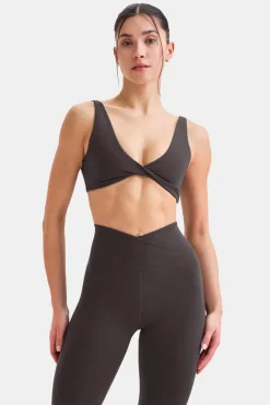 DayFlex Twist Front Sports Bra - Cool Espresso