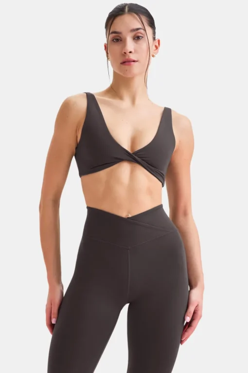 DayFlex Twist Front Sports Bra - Cool Espresso