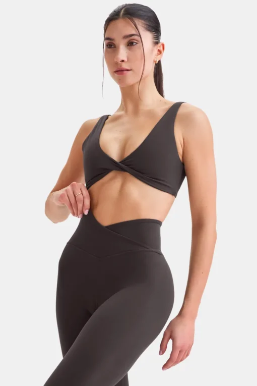 DayFlex Twist Front Sports Bra - Cool Espresso