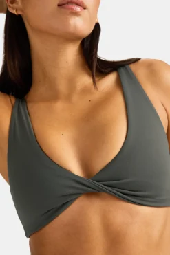 DayFlex Twist Front Sports Bra - Dark Olive