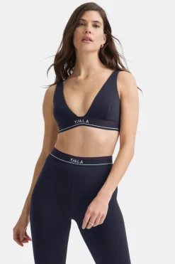 DayFlex V Neck Logo Band Sports Bra - Midnight Navy