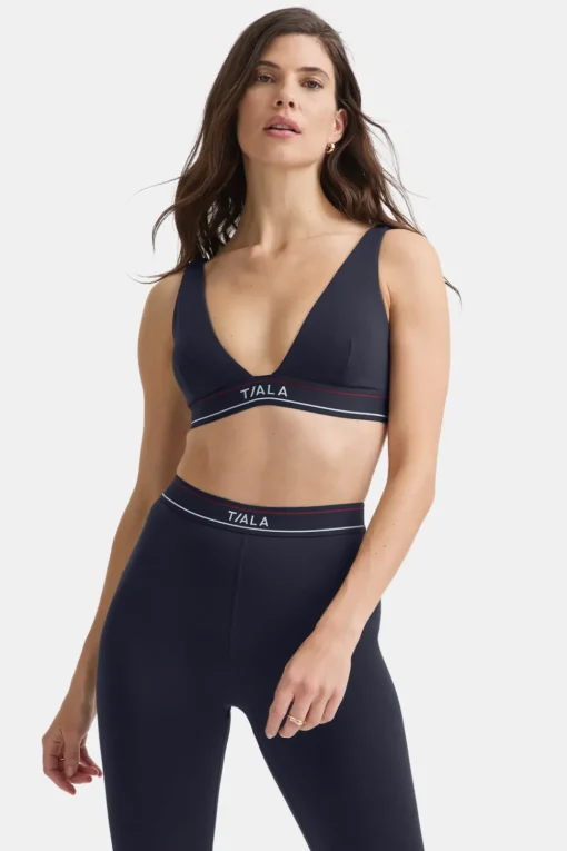 DayFlex V Neck Logo Band Sports Bra - Midnight Navy