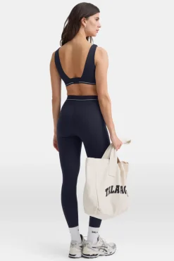DayFlex V Neck Logo Band Sports Bra - Midnight Navy