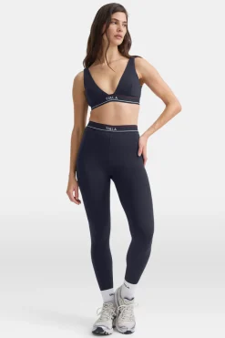 DayFlex V Neck Logo Band Sports Bra - Midnight Navy