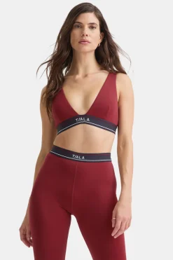 DayFlex V Neck Logo Band Sports Bra - Vintage Red