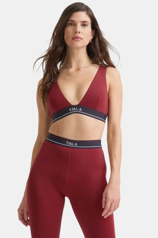 DayFlex V Neck Logo Band Sports Bra - Vintage Red