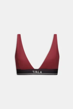 DayFlex V Neck Logo Band Sports Bra - Vintage Red
