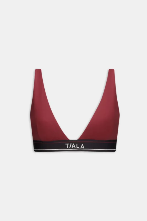 DayFlex V Neck Logo Band Sports Bra - Vintage Red