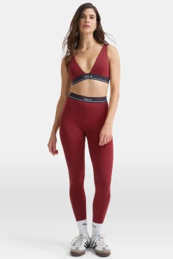 DayFlex V Neck Logo Band Sports Bra - Vintage Red