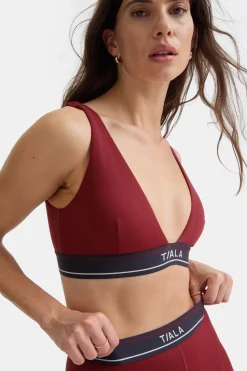 DayFlex V Neck Logo Band Sports Bra - Vintage Red